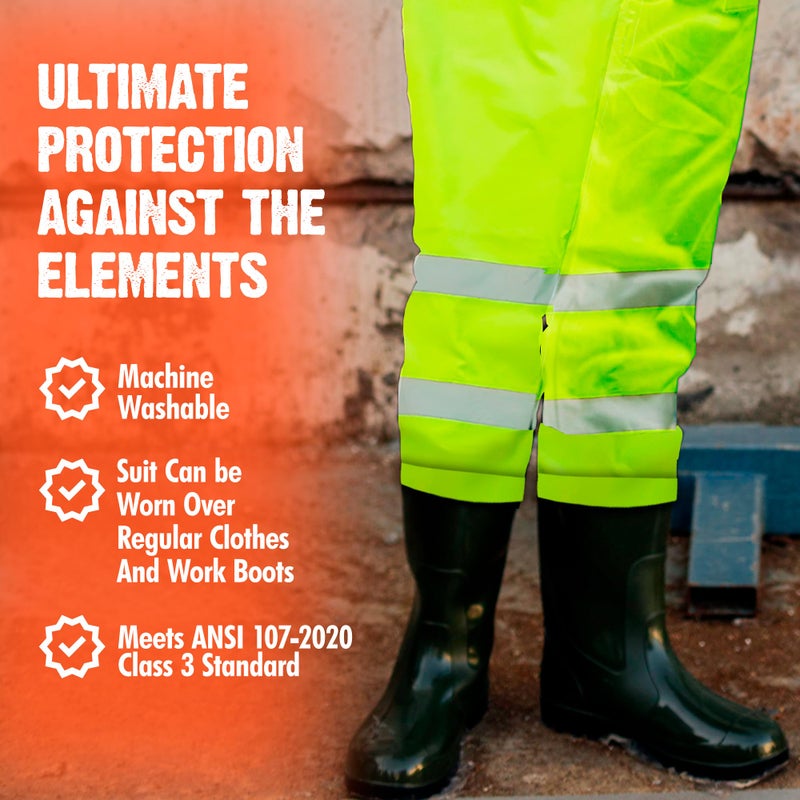 FORESTER Class 3 Hi-Vis Rain Suit - Waterproof Rain Jacket & Pants | Heavy Duty Rain Gear for Men and Women | Lightweight, Reflective Material | X-Large - Image 5